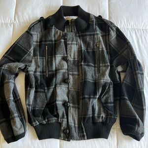 Shades of Greige plaid bomber jacket ( EUC)